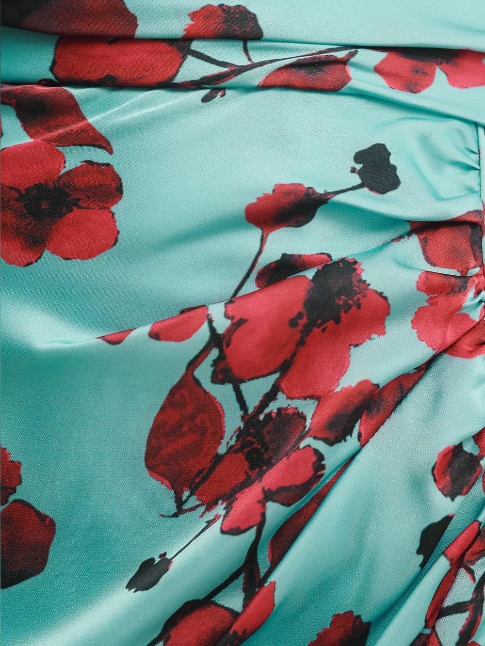 Hutch Luxe Sleeveless Ruched Side-Slit Satin Maxi Dress in Sky Floral Women’s 4 - Picture 7 of 14